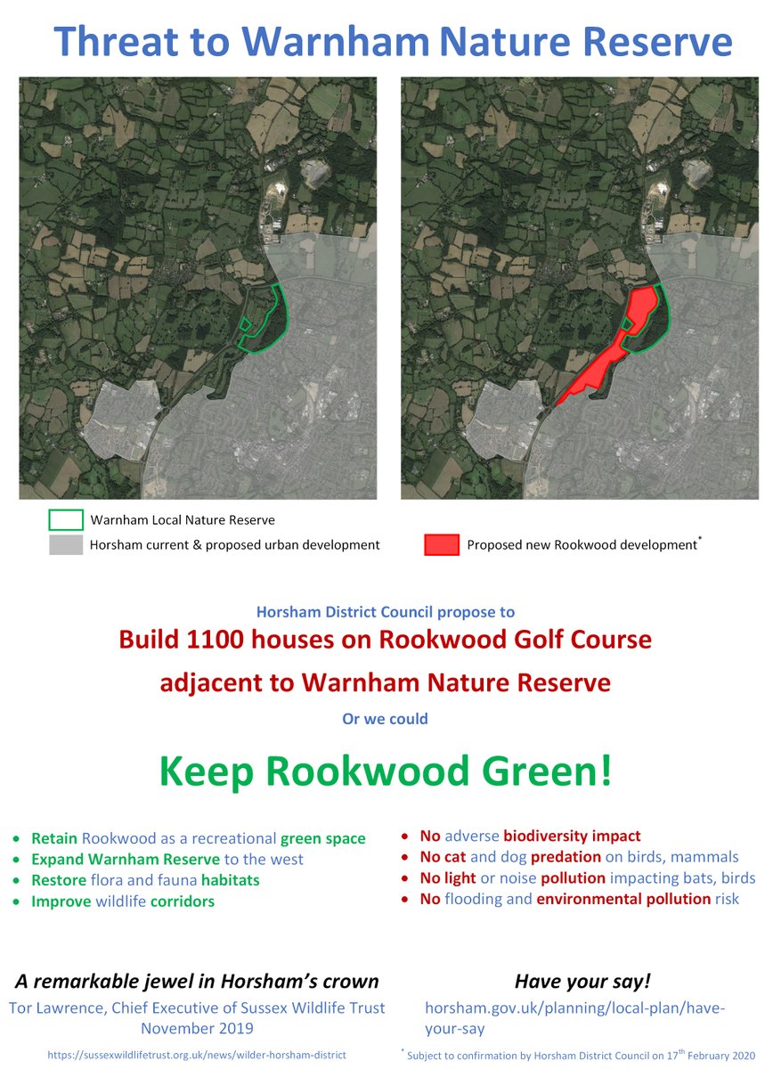 WarnhamFriends's tweet photo. We need your help and support, please post your comments on the proposal to build 1100 house on Rookwood Park Golf Course which is adjacent to Warnham Nature Reserve.

https://t.co/fz6jW9O7CZ https://t.co/HALL7C6FO2