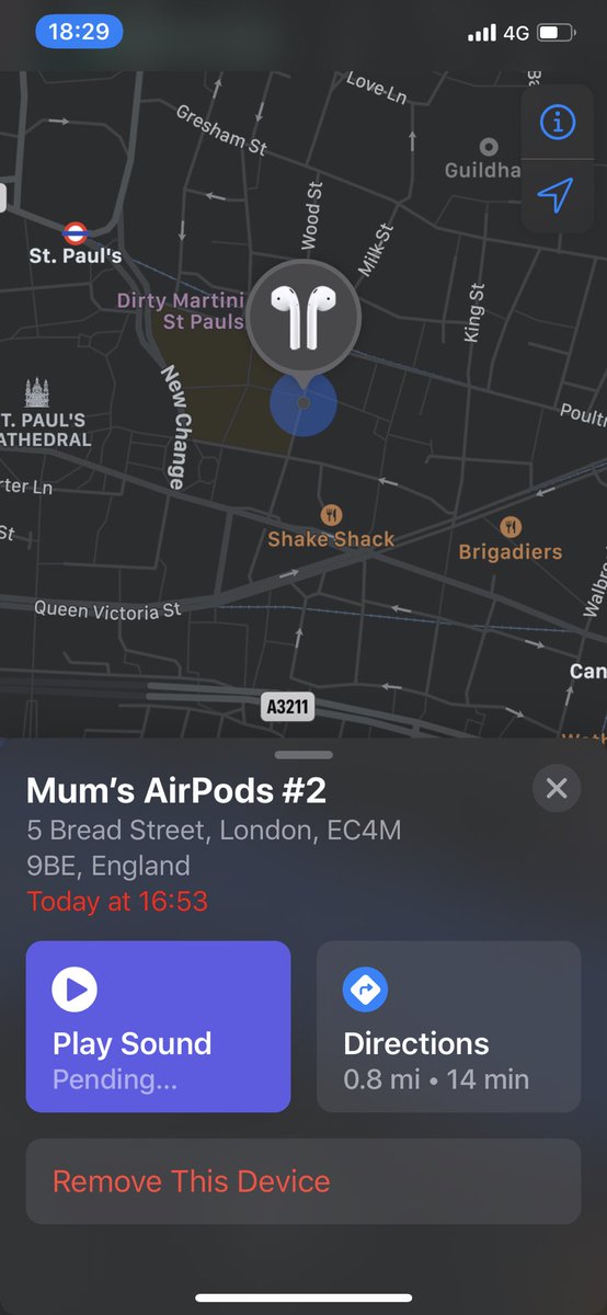 TheFoof's tweet photo. Extremely disappointed to be fobbed off by staff at @BurgerLobster #breadstreet lost AirPods not found...mysteriously still in your restaurant after my calls and visit https://t.co/EAwY5kDpQx