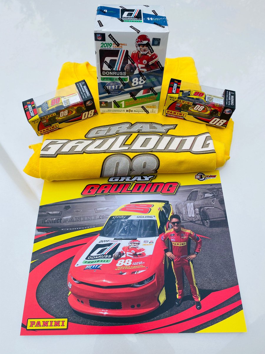 I will be having some news to announce soon so I wanted to do a giveaway today of 2 ￼￼<a href="/PaniniAmerica/">Panini America</a> 1/64 collector’s cars. Also a box of DONRUSS trading cards and one of my T-Shirts! 
Retweet for a chance to WIN! <a href="/NASCAR/">NASCAR</a> #Whodoyoucollect 👌🏻