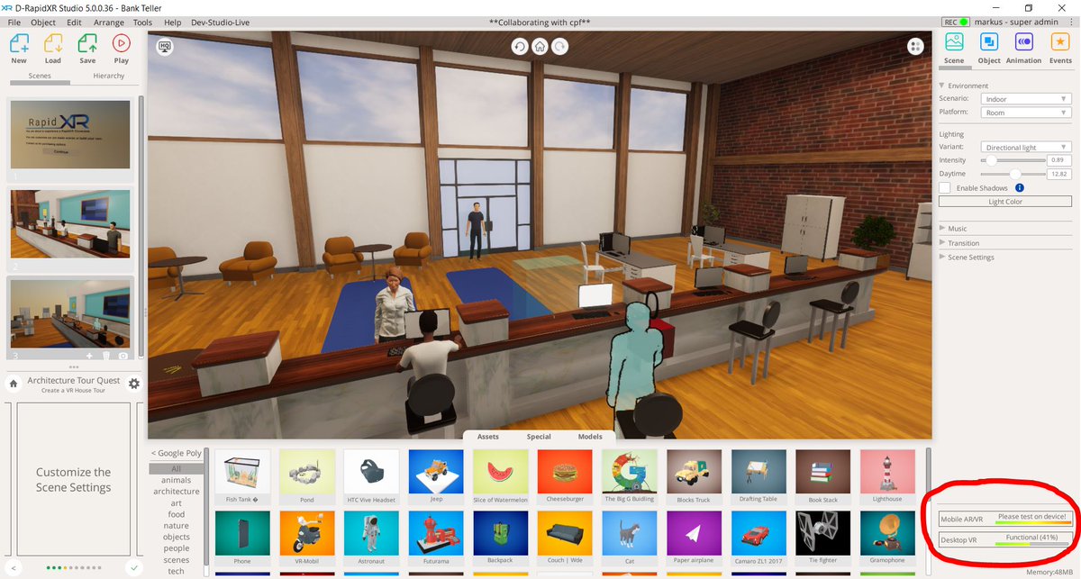 RapidXR's tweet photo. Our indicators help our Creators decide how much they are pushing their target devices. Really happy with the overhaul for the upcoming version 5.0, here is an example for a #VR #training scene. 

#EmployeeTraining #EmployeeEngagement #stagefright https://t.co/ec8hVlpgS2