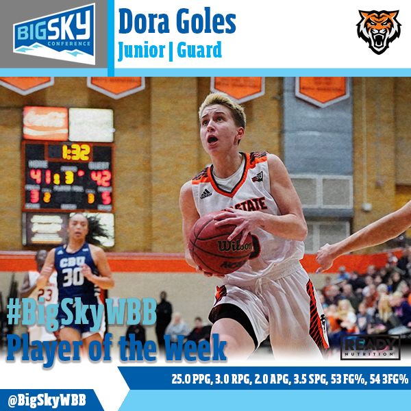Congrats to <a href="/HeartofaBengal/">Idaho State WBB</a>'s Dora Goles on being named the #BigSkyWBB Ready Nutrition Player of the Week!

RELEASE: buff.ly/3bOxkUL