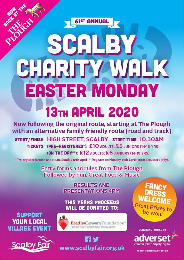 The 61st Scalby Charity Walk!!!!

Thank you so much for choosing the foundation as your charity of choice for the 61st walk, we cant thank everyone involved enough!