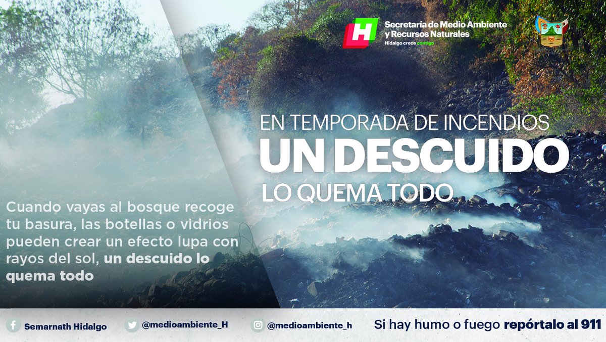 amdigitalhgo's tweet photo. 🗑En esta temporada, las botellas o desperdicio de vidrio y plástico pueden ocasionar un incendio forestal. 🔥¡Cuidemos nuestros bosques! 🌳🌲

🚨Si ves un incendio reportarlo al 911. ☎  @medioambiente_H https://t.co/VtTnY4x118