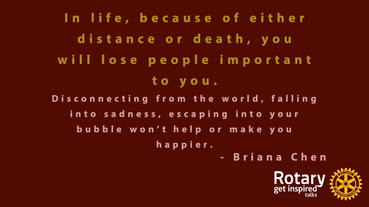 GetInspiredTalk's tweet photo. Briana Chen has experienced many losses in her 13 years of life. These caused her to lose connection with herself and others. 
#loss #GetInspired #RotaryGetInspiredTalks #TuesdayThoughts #life #death https://t.co/N0QDmeUxrs