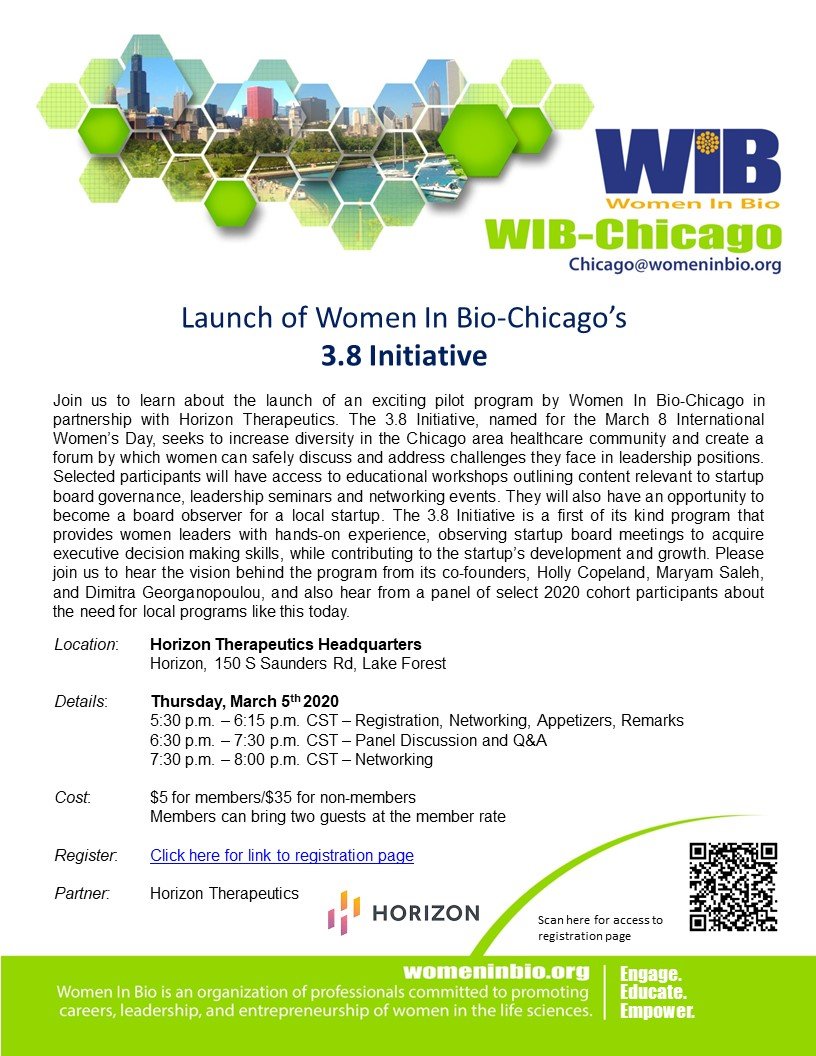 CHIWomenInBio's tweet photo. Kicking off #WomensHistoryMonth join us Mar5th to launch and learn about Women's 3.8 Initiative from a few of the most experienced leaders in #Chicago #startup community @hjcopeland @maryamMacLean and Dimitra Georganopoulos #ChiWIBevent Register now! https://t.co/Kr3lvPTZZ7 https://t.co/TnFyLz91v8