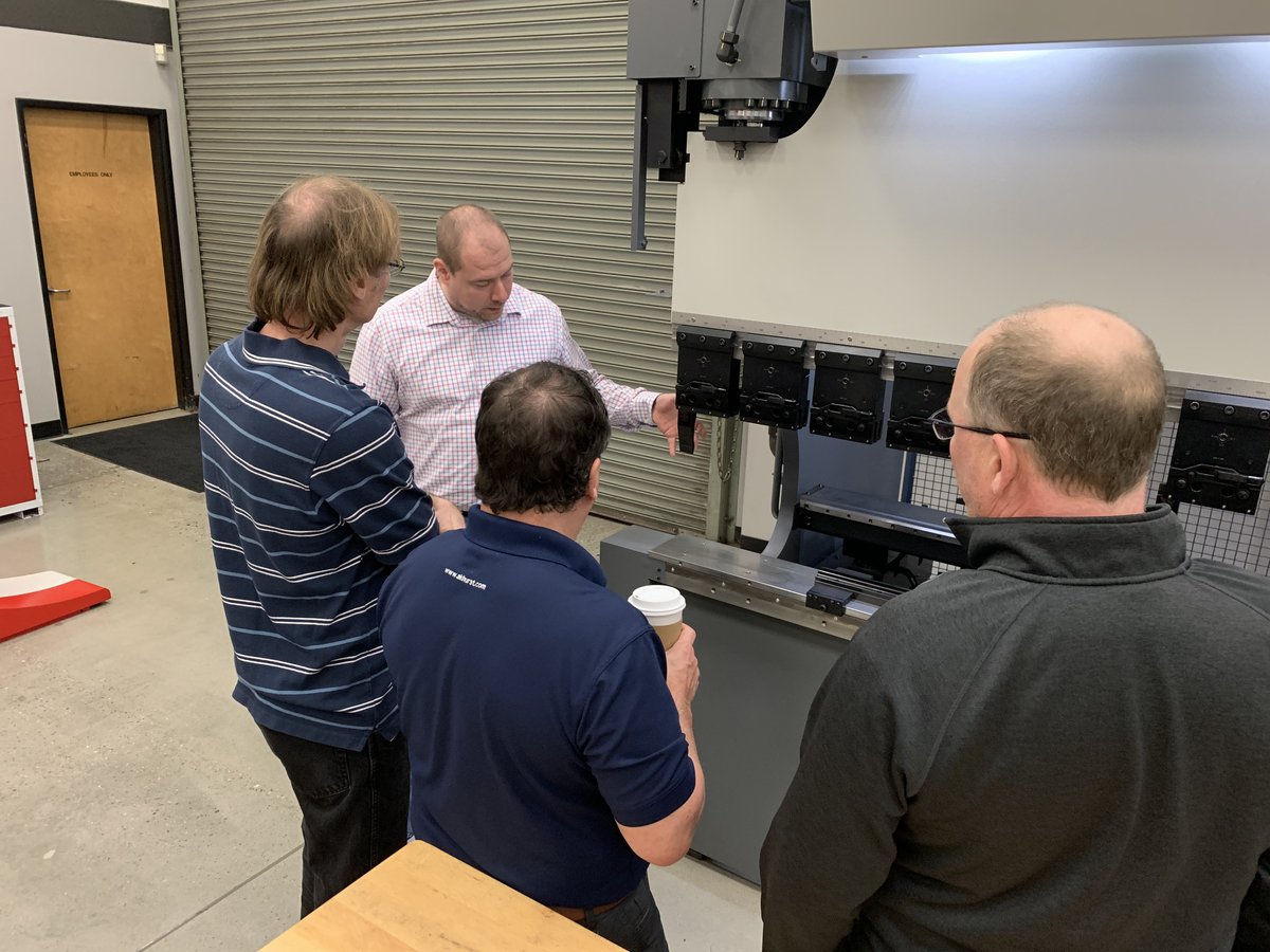 AkhurstMetal's tweet photo. We’re at @mc_mits' Technology Center in Cypress, CA this week for an extensive training session on their line of lasers, automation, press brakes, and shears! https://t.co/5G7xOTcVs6