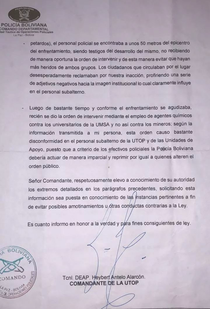 Un informe del fallecido exjefe de la UTOP de La Paz, Heybert Antelo