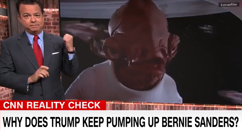 Politics_PR's tweet photo. ‘It’s a trap!’ CNN’s Avlon has a theory that explains why Trump keeps pumping up Sanders https://t.co/0wNvQpF3Hk https://t.co/H9SjOA6YeQ