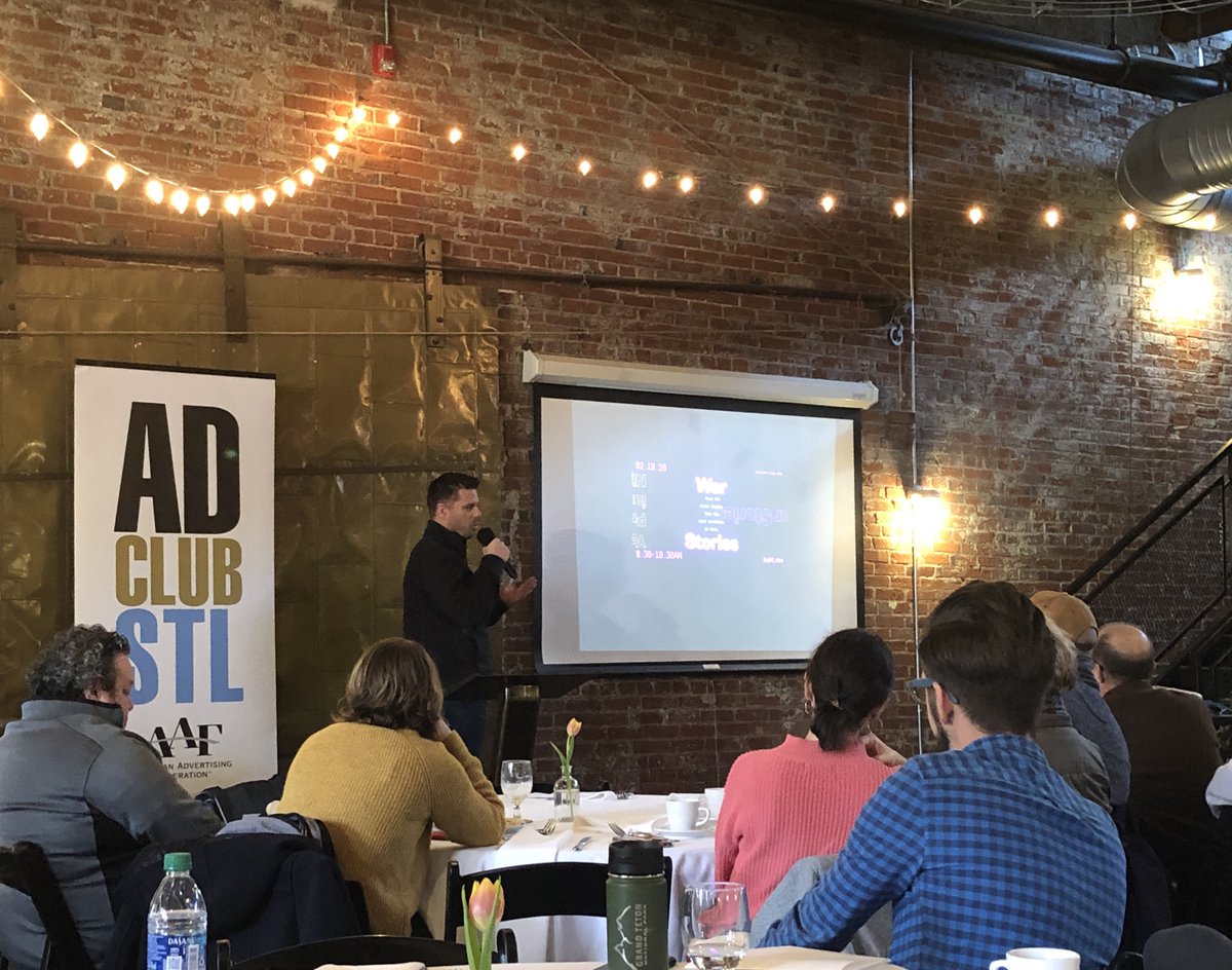 SwitchSTL's tweet photo. A lot of blood, sweat and tears goes into marketing. Switch’s Josh Kell and others from the St. Louis agency world shared their “War Stories” during this morning’s ADDY Week event, sponsored by AAF Ad Club St. Louis.
#BecauseSwitch #AdClubSTL #ADDYWeek https://t.co/mQBhIjNRhm