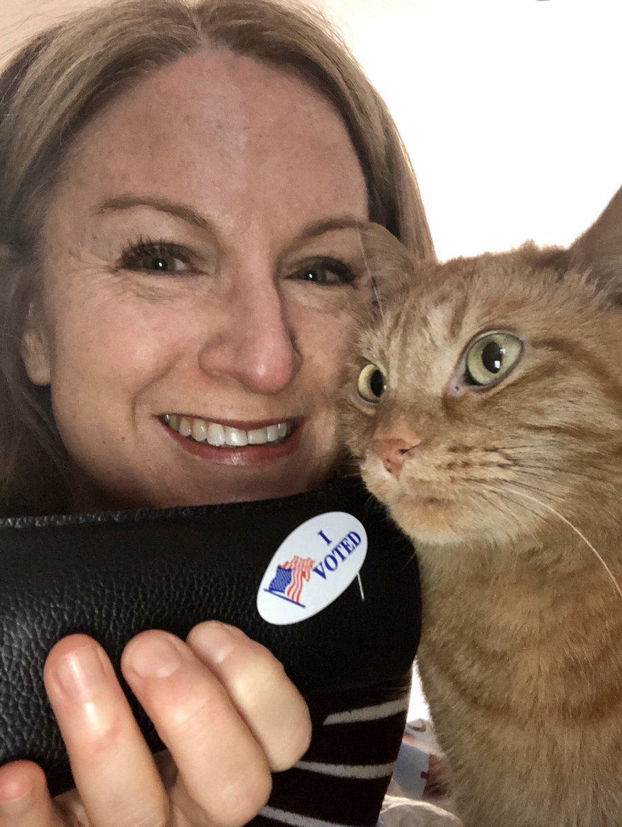Muxywithmoxie's tweet photo. Voted @Fallone4Justice. 
Cat-approved. #wielection https://t.co/cz73rCZKic