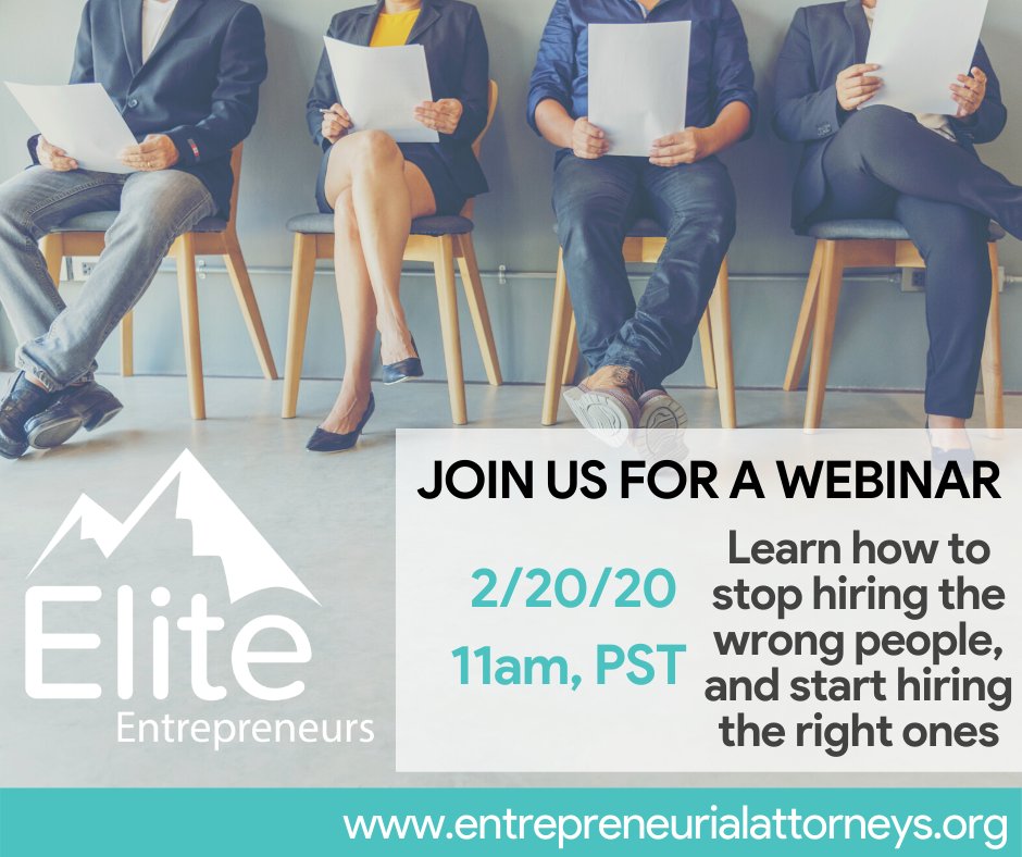 AEAttorneys's tweet photo. This Thursday, the AEA welcome Brett Gilliand to our webinar to educate our viewers on how they can save money, time and stress by changing their hiring process. Register on our site, link in bio. #AEA #EliteEntrepreneurs #GrowWithElite #Hiring #webinar #Lawyer #law #attorney https://t.co/aepR18lPgw