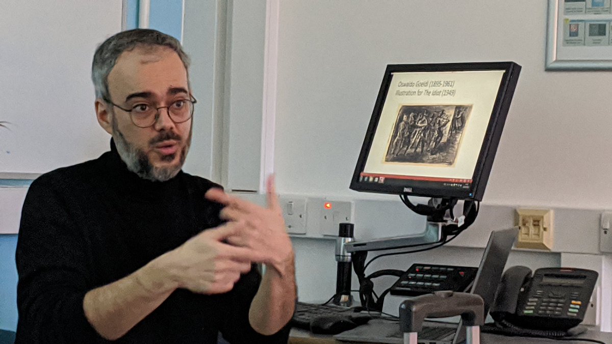 Rustransdark's tweet photo. Today #RusTrans was delighted to host Professor Bruno Gomide (São Paulo University) at #Exeter speaking on "Russian Literary Translation in Brazil". &amp; thanks to our co-hosts, the excellent #EXCELAS team! @CathyMcAteer1 @Muireann @DrNPinazza @DrKatieBrown @ExeterModLangs https://t.co/503Bwav37T