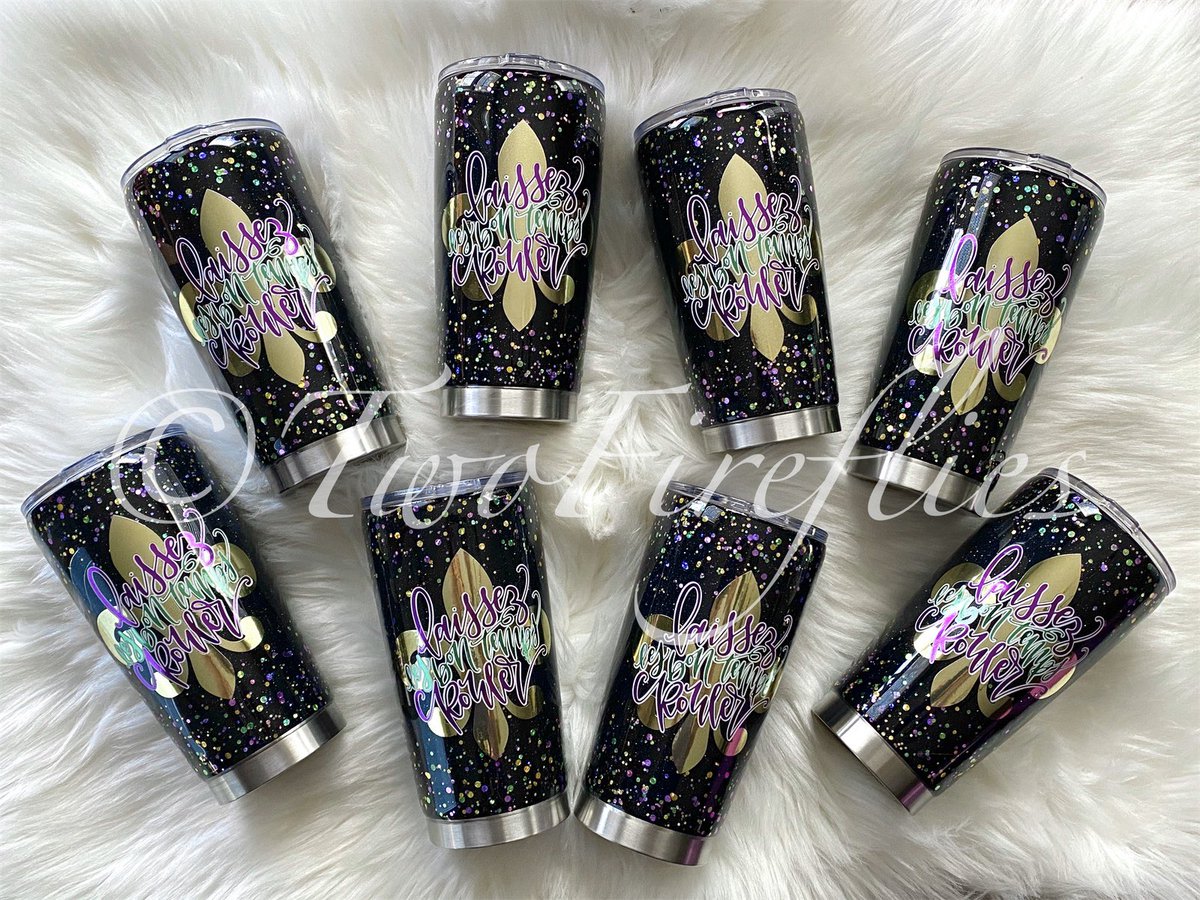 2_fireflies's tweet photo. This girl won’t be in New Orleans for any of the Mardi Gras festivities, but I’m excited that some of my work will be!! Laissez les bon temps rouler!

#twofirefliesdesigns #shopsmall
#customtumblers #glitteraddict #glittertumblers #mardigras #nola #laissezlesbontempsrouler https://t.co/HGghmQaHeJ