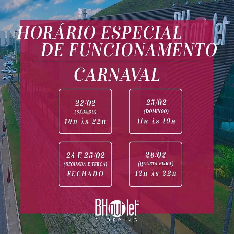 BHOutletPlus's tweet photo. 🕒 Confira o nosso horário de funcionamento especial no Carnaval! 🕒
#CarnavalBH https://t.co/tPh0YMXK3i