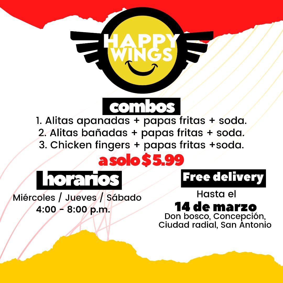 507Happywings's tweet photo. ¡Happy Wings!
🤩El sabor vuela a tu boca🤩
#happywings #PTY #food #delivery #wings #PANAMA #friends #Lover https://t.co/hUfk8o4KaZ