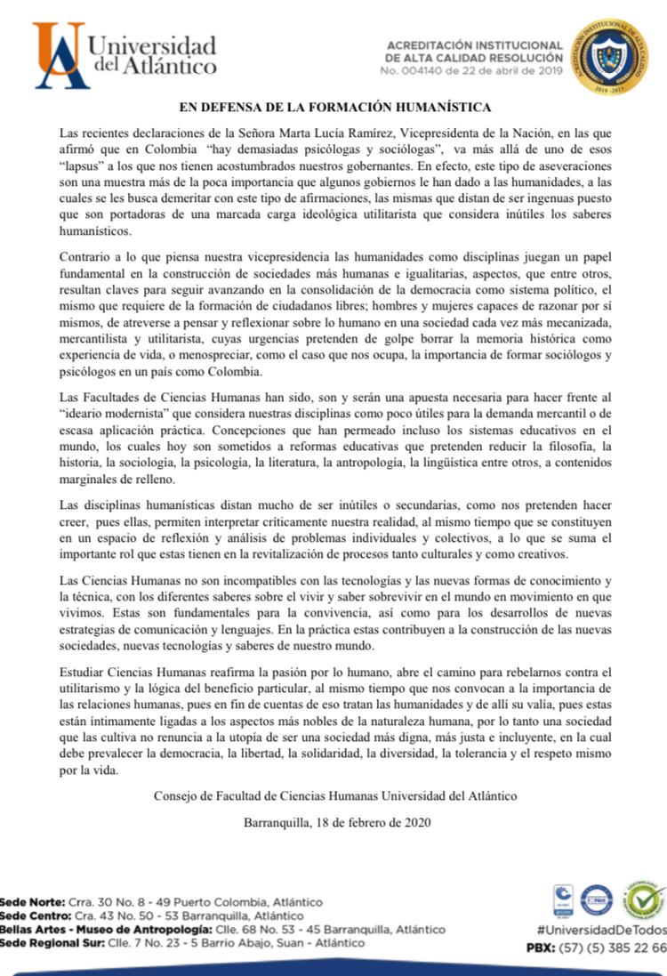 cliocaribe's tweet photo. Las Facultades de Ciencias Humanas han sido, son y serán una apuesta necesaria para hacer frente al “ideario modernista” que considera nuestras disciplinas como poco útiles para la demanda mercantil o de escasa aplicación https://t.co/KUvPkNerVM
