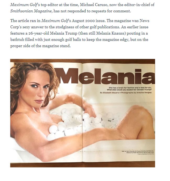 ...According to  @BrandyZadrozny at the Daily Beast in Nov '17. Melania appeared in the short lived magazine, Maximum Golf twice as Donald Trump's girlfriend... https://www.thedailybeast.com/trump-bragged-nothing-in-the-world-like-first-rate-psy