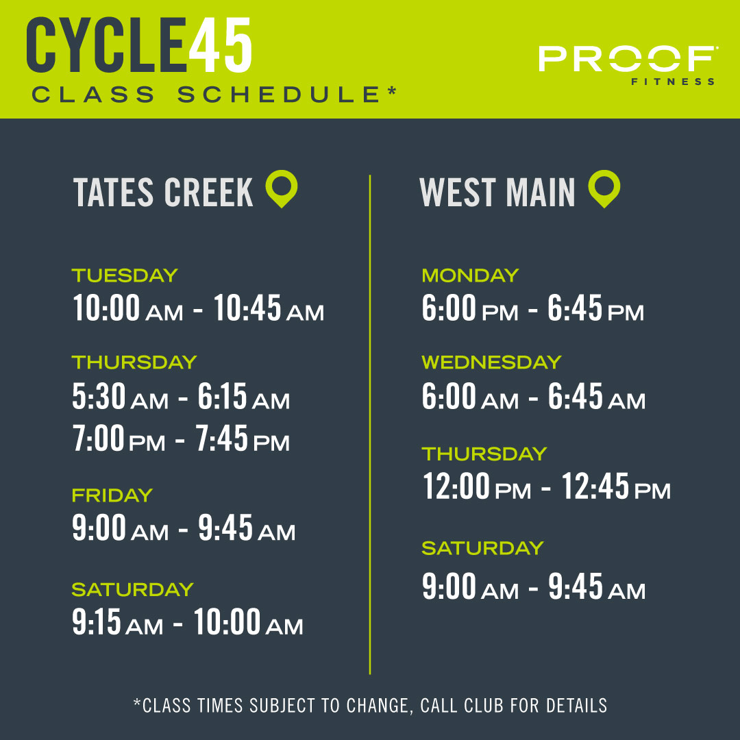 ProofFitness's tweet photo. Cycle45 takes you on a heart-pumping race with hills, flats, sprints and power accelerations for 45 minutes! Take on the challenge and join us in the studio this week. https://t.co/FPTD6LPDEJ