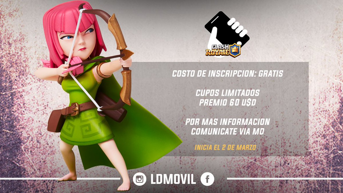 🥇LDM | CR🥇

Abrimos inscripción de un nuevo torneo de Clash Royale en equipos para este 2020! Premio de 60 u$d 💰

REQUISITOS
🔸 Discord Obligatorio.
🔸 Seguir a <a href="/LDMovil/">LDM</a> <a href="/ElNugge/">Maximiliano Bordón</a>
🔸 Etiquetar a 4 equipos.
🔸 Inscripción GRATUITA!

Inicia el 02/03. Enviar capturas al MD ✉️