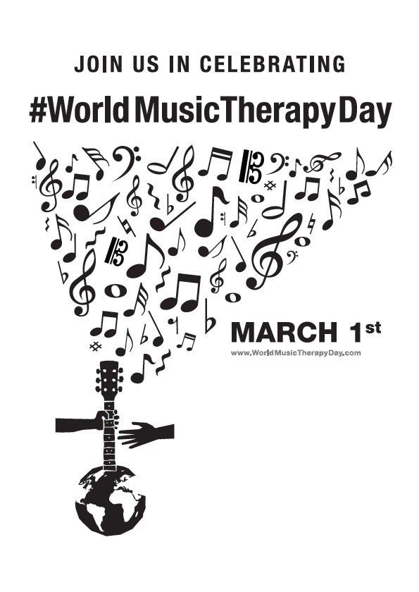 1st March is #WorldMusicTherapyDay to highlight the impact of our great profession! Visit worldmusictherapyday.com to connect to 28 professional MT associations, join our online photo contest and download media in 32 languages. Poster design by slcreative.com Tami Pohle