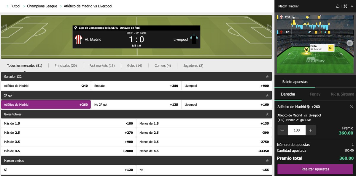 Cuidado con Simeone y su Atleti en el Wanda 😏
Kloop ha perdido 6 de sus últimos 10 juegos de visitantes en Champions 🧮

El 🧙‍♂️MoPlay les deja esta predicción... 🔮

bit.ly/2P6jnaX