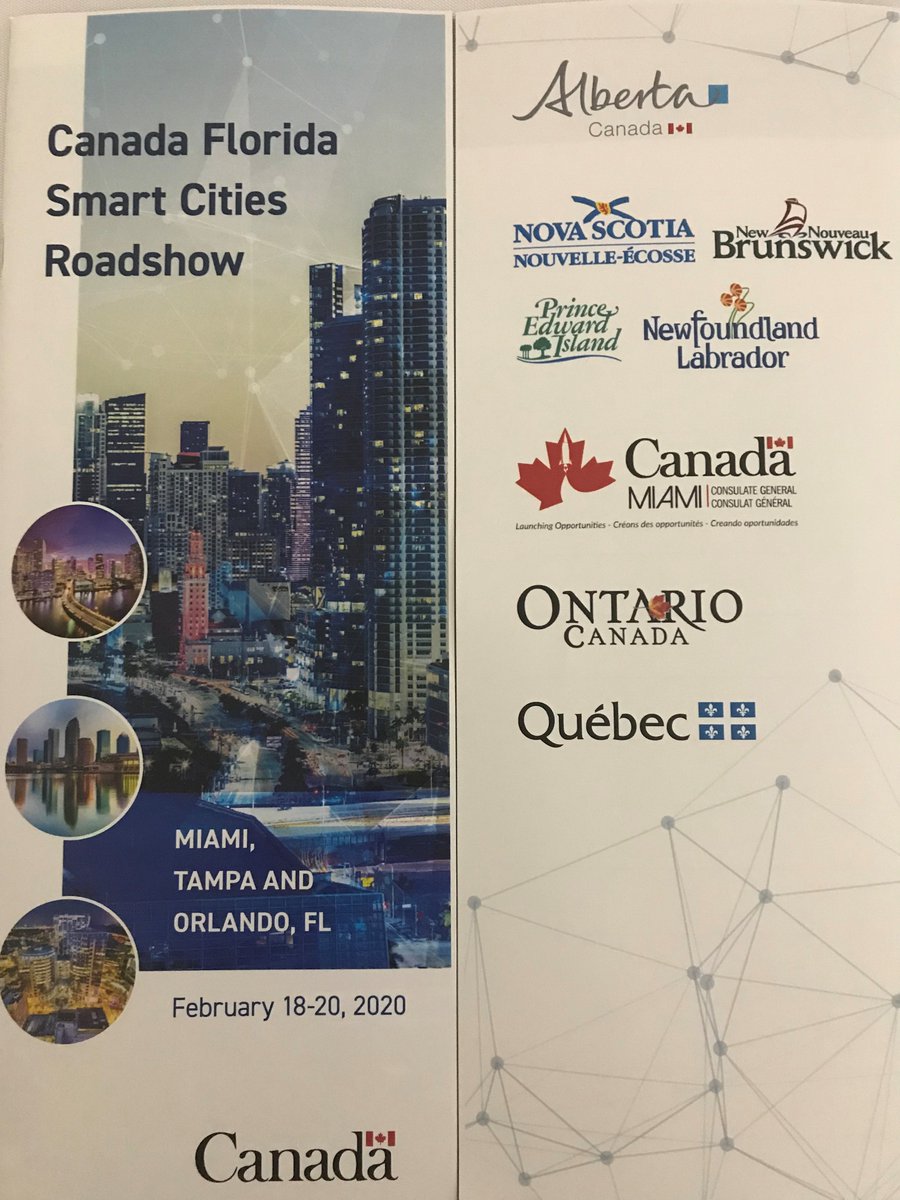 CanCGMiami's tweet photo. We’re at the Canada Florida #SmartCitiesRoadshow today in Miami! 🌴🇨🇦🌊

A panel discussion by Smart City leaders:
- Raimundo Rodolfo, @citycoralgables
- Mike Sarasti, @CityofMiami 
- Dr. Sukumar Ganapati, @FIU
- Dr. Selcuk Uluagac, @FIU

.../... https://t.co/QRdHJbLFEO