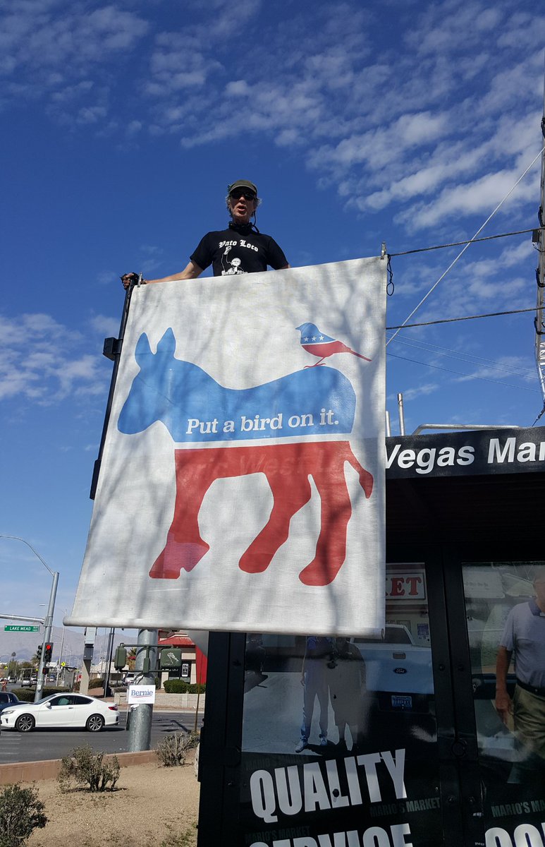 CCDBC's tweet photo. And the #BernieFlag has risen in #Nevada... Shout out to #BernieVan & Mario"s Market for your support of Westside Block Party on corner of ML King blvd/Lake Mead until 4p last day of early #caucus @CCDBC @NevadaforBernie @People4Bernie @ninaturner @BernieSanders #BernieBeatsTrump https://t.co/W2x3UY7klQ