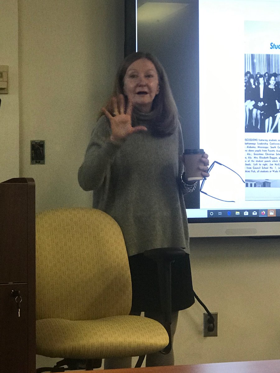 DeltaStateTELR's tweet photo. Today in #CEL393, Classroom Management, Mississippi Writer Ellen Ann Fentress led a discussion about Academy Stories, her online project about private schools established in the South. #DSUElemEd 

https://t.co/9bXwE0C9Ug https://t.co/tMrzI1JA81