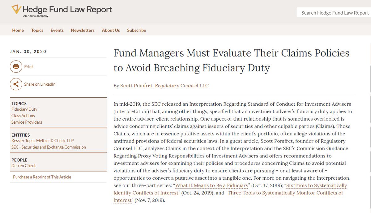 FRTservices's tweet photo. Hedge funds have traditionally been conservative regarding their responsibilities around shareholder litigation. Why may they need to re-evaluate that stance? Read our blog to find out: https://t.co/8w4sFHRXhD https://t.co/6Du1DLKpVZ