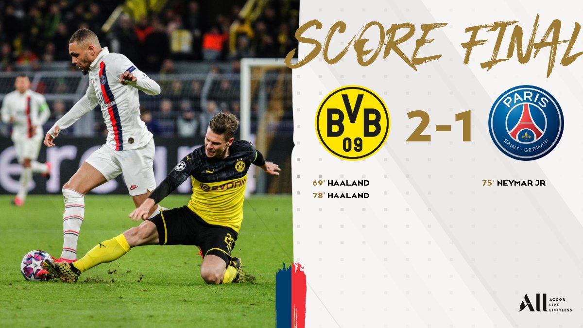 Défaite face au Borussia Dortmund lors de ce huitième de finale aller de la @ChampionsLeague #BVBPSG