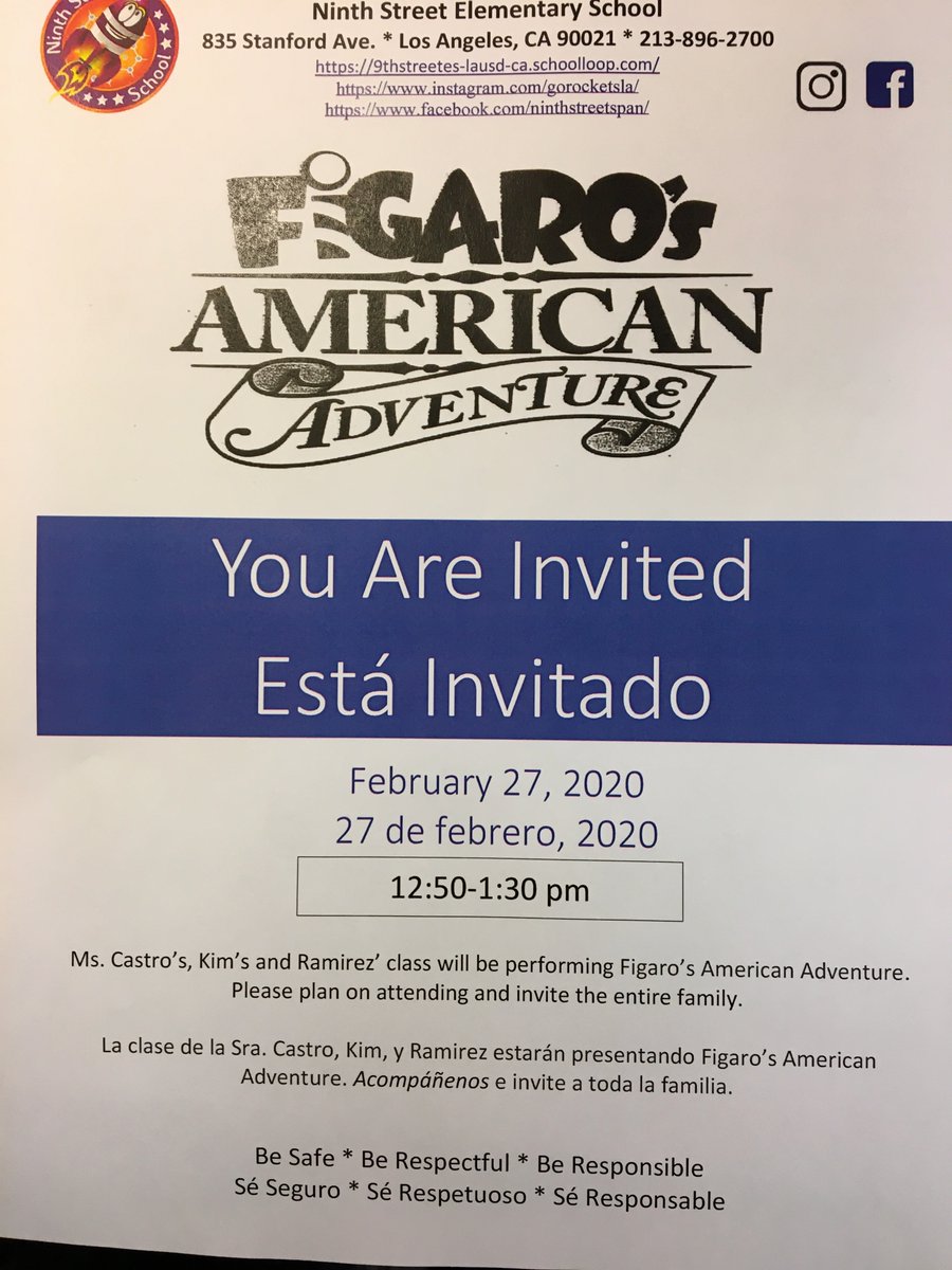 Opera at Ninth St.  LA Opera has been working with Ms. Castro, Ms. Kim and Ms. Ramirez' classes on a new work -- "Figaro's American Adventure" for students and professionals. Join them Thurs., Feb. 27 for a great afternoon of drama and music -- no sub-titles required. <a href="/lausd_ldc/">LD Central-ARCHIVE</a>