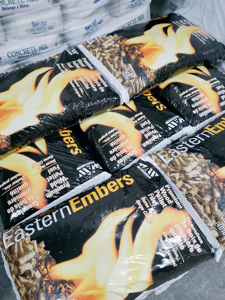 Rona Halifax on X: We got a delivery of Eastern Embers wood pellets! Come  stock up! #Rona #Lowes #Halifax #WoodPellets #HomeHeating #NorthEnd  https://t.co/k0R0yP38Bo / X