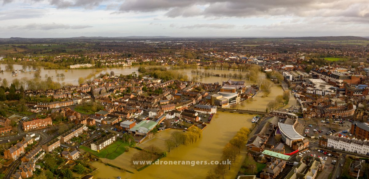 vsdronerangers's tweet photo. Drone images of the Shrewsbury floods taken today during a commercial shoot for Shropshire Council https://t.co/JRuRGwIC4X https://t.co/is8Fds3mt7