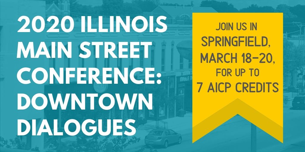 ILMainStreet's tweet photo. Join us in Springfield, March 18-20, for the 2020 Illinois Main Street Conference and earn up to 7 AICP credits! @APAIL 

More info at: https://t.co/0CRzegtM79 https://t.co/pMcYQiffYK