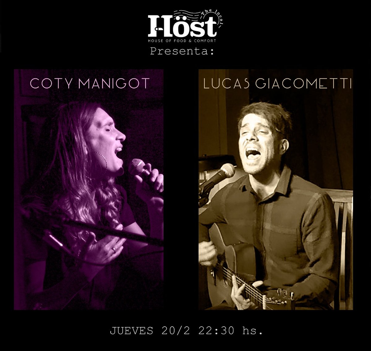 Próximo jueves en  Höst Leloir a las 22:30 hs vamos a estar haciendo junto a Lucas Giacometti un set acústico cada uno.
Hacé tu reserva al 1155058288 ( mensaje por Whatsapp).