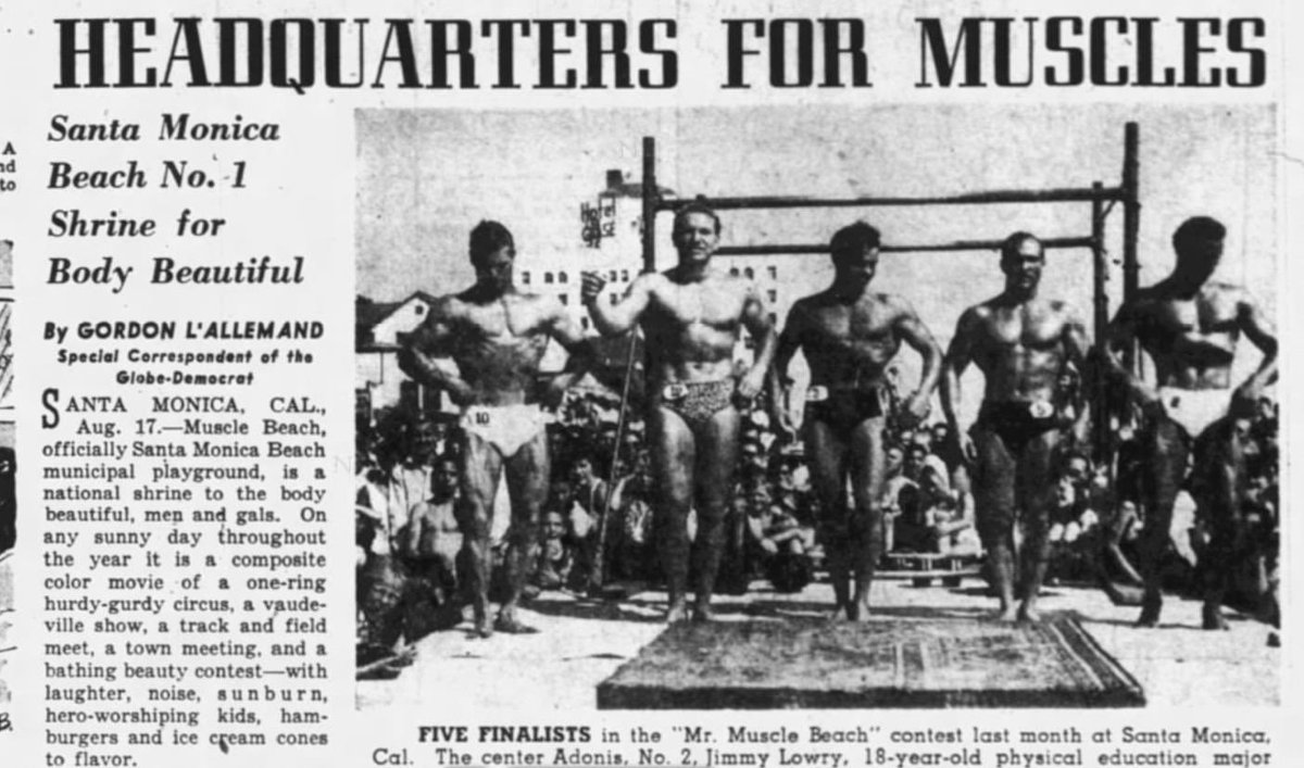 Next week, a New Deal playground that was built near the Santa Monica Pier for impoverished children but ended up attracting gymnasts and weightlifters... the (FIRST!) Muscle Beach/finSee ya next week  #FitNation!