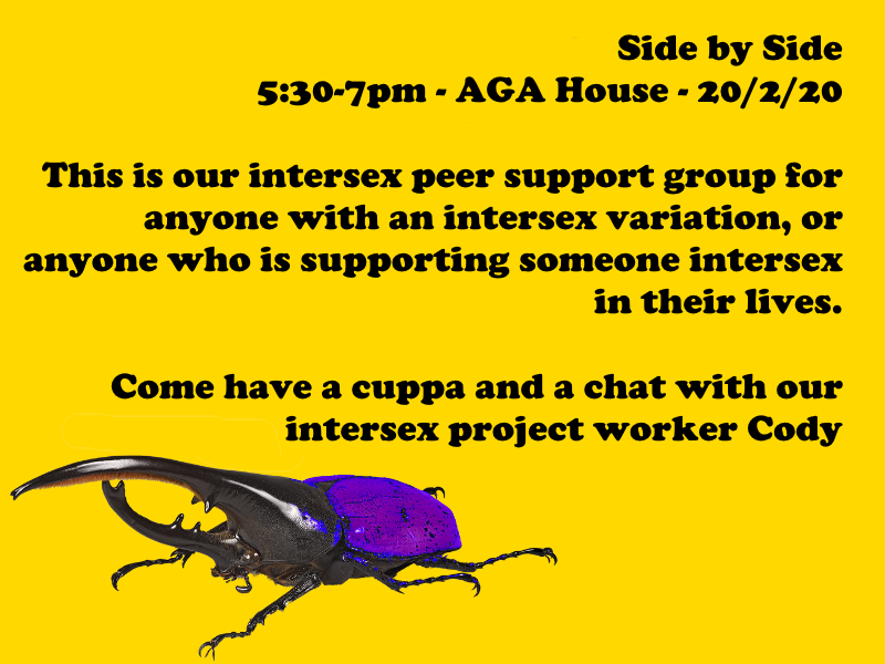 SIDE BY SIDE TOMORROW NIGHT!

If you're intersex and in Canberra, I'd love to see you there.

💛💜💛