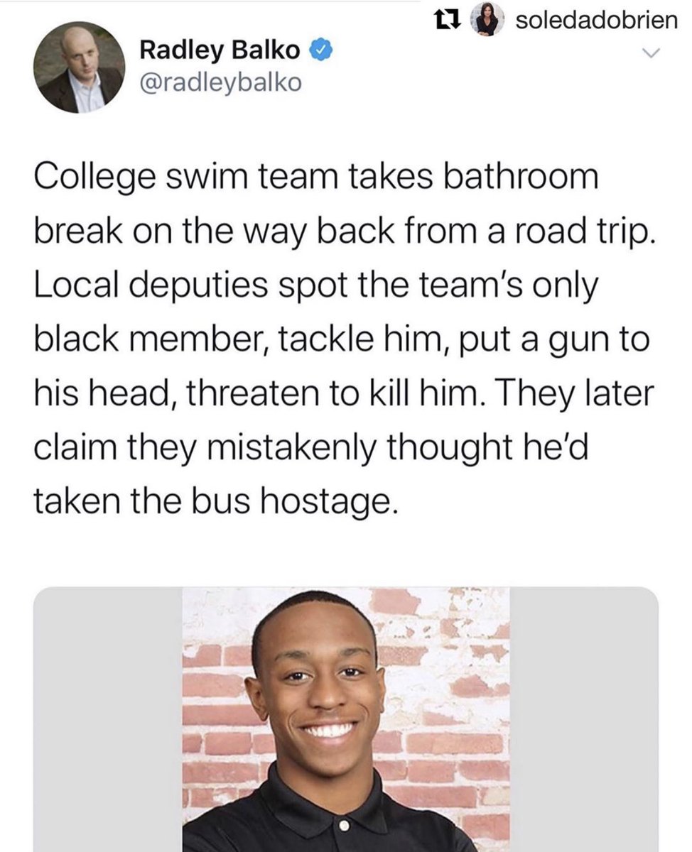 WeAreEquity's tweet photo. Jaylan Butler &amp; his Eastern Illinois swim teammates were returning from a championship last year...as he walked back to the bus, law enforcement vehicles pulled up; officers appeared with their guns drawn and pointed at him...(https://t.co/Jri7hLoHgj) #DeconstructingEquity https://t.co/11y54myCWI