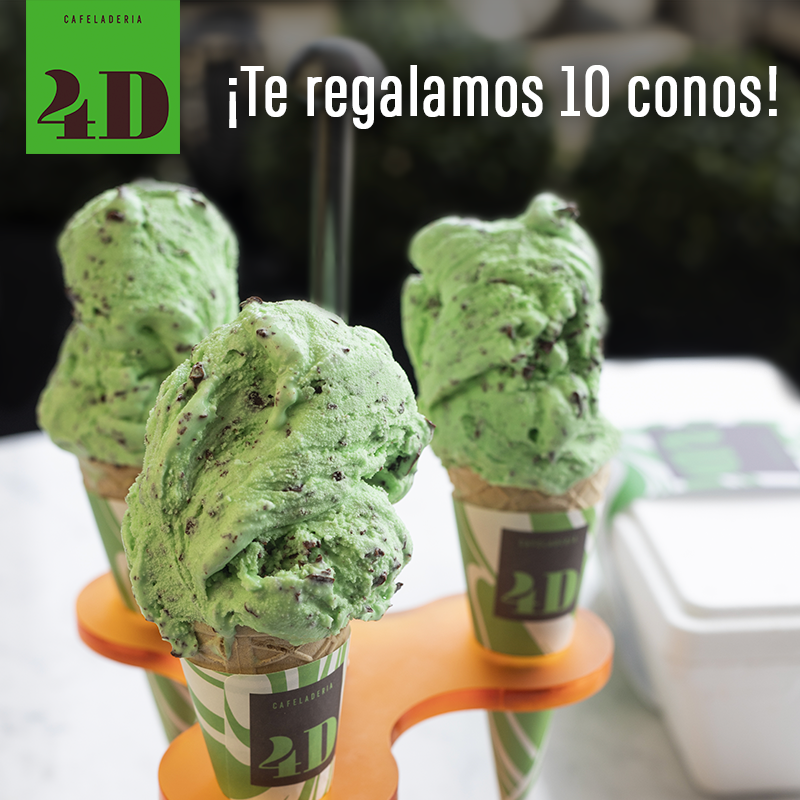 Cafeladeria4D's tweet photo. A todos los que compren 1 litro o 1/2 litro de nuestro helado de Menta Chip ¡les regalamos 10 conos* 😊🍦

*10 conos solos. Válido solo por el 19/02/2020 solo sabor Menta Chip. En todos nuestros locales. La promoción aplica por la compra de 1 litro y por 1/2 litro 5 conos solos. https://t.co/4ExMvYNtGp