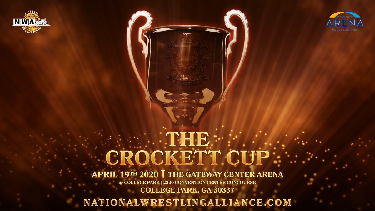 nwa's tweet image. As first broken on #TheCircleSquared 

#CrockettCup is coming to Atlanta, GA on April 19th at the brand new @GatewayArena.  

Tickets on Sale Friday, February 28th.
Special Pre-Sale February 27th 

Get pre-sale code via @NWA email list  - nationalwrestlingalliance.com/crockettcup