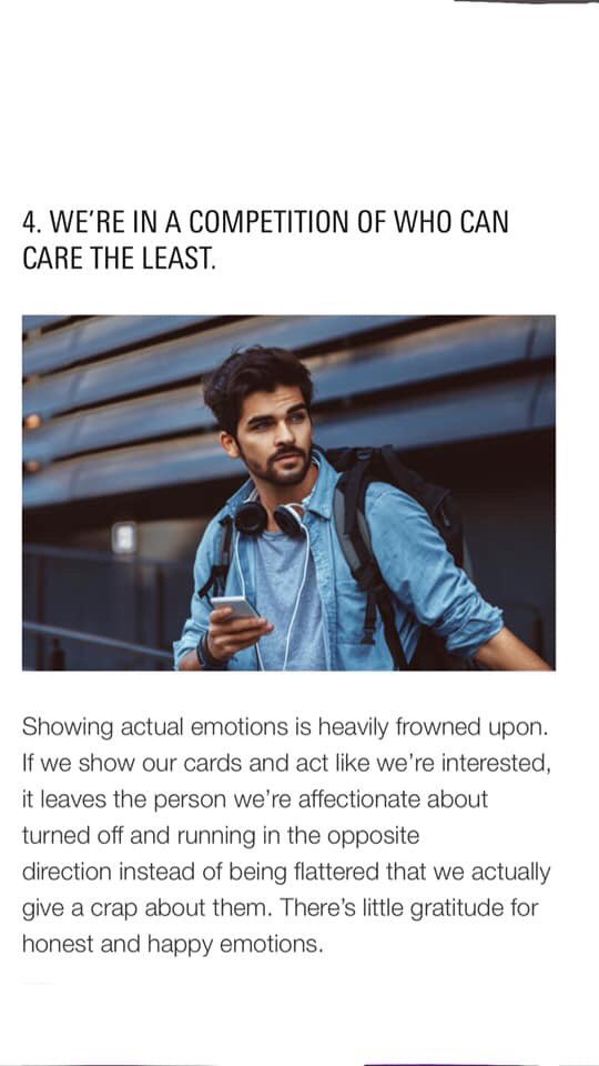 Why dating as a millennial is so screwed up?

I found something to read in facebook this morning.