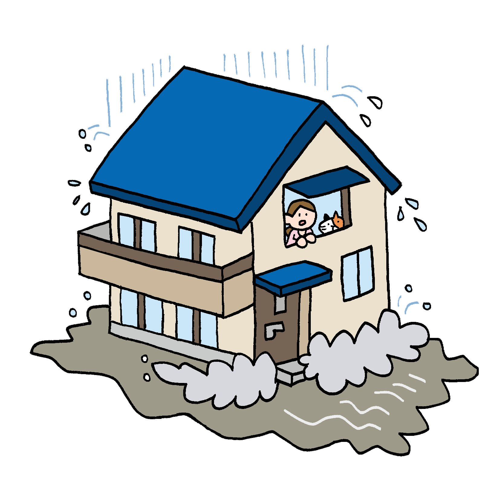 防災無料イラスト 洪水の時に二階に避難する人のイラスト T Co Jxvdb23dvf T Co Lhheltkzdn Twitter