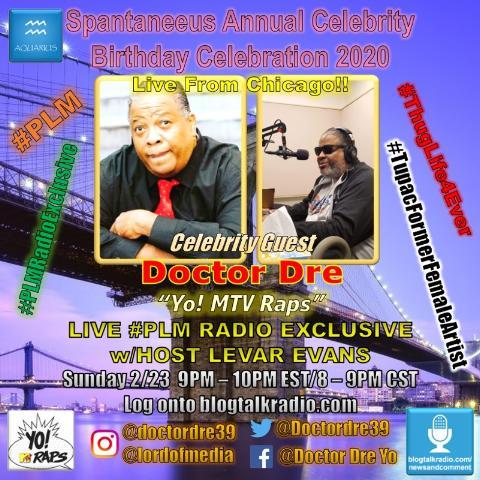 NewsCommentPod's tweet photo. The Doctor will be in the house this Sunday! Join me for a #PLMRadioExclusive with the legendary MTV VJ, DJ, Artist & Actor @DoctorDre39 It'll all start live at 9p ET on Blogtalkradio. #PLM #PLMChicago Hear the show here>https://t.co/JK5j8Zvabl https://t.co/xnOjQFJI0c