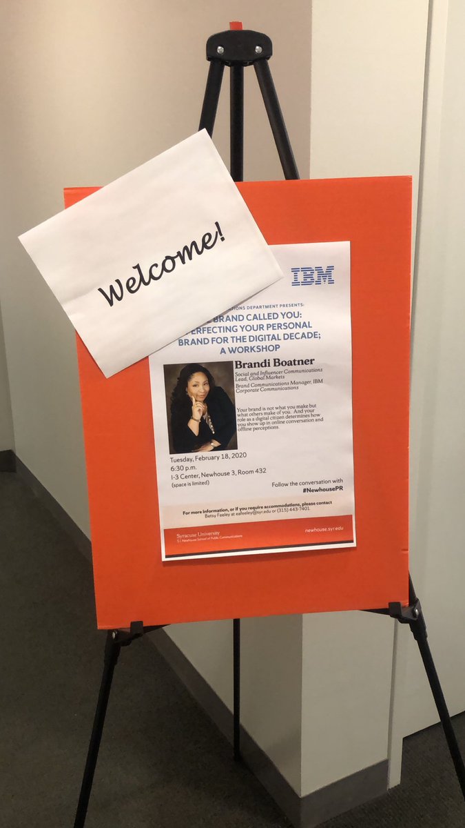 Brandi Boatner, <a href="/ThinkBluePR/">Brandi Boatner</a>, Social and Influencer Communications Lead, Global Markets at <a href="/IBM/">IBM</a> is here at 
<a href="/NewhousePR/">NewhousePR</a> tonight talking about the importance of a personal brand, "our brand is not what we make, but what others make of us."#NewhouseSpeaks