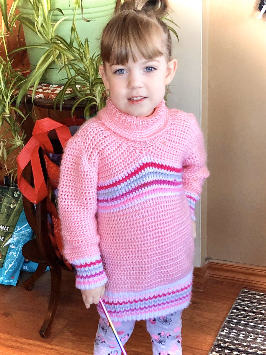 CathysCrafties's tweet photo. Customer Product Post! @manda_lee13 was kind enough to provide a photo of the custom-made pink sweater I made for her daughter. Thanks @manda_lee13! Intetested in this or have a request? Let Me know! #cathyscrafties #handmade #knitted  #kidsclothing  #sweater #specialrequests https://t.co/obZD4N37ik