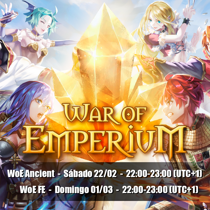 ShadowROes's tweet photo. Os informamos de que el próximo día 22 de febrero dará inicio WoE Ancient a las 22:00, con una duración de 1 hora, y el día 1 de marzo WoE First Edition a la misma hora.
Más información en:
https://t.co/9Cem3J5ehd
#shadowro #ragnarokonline #ragnarok #ro #woe https://t.co/30Ld1cr0R0