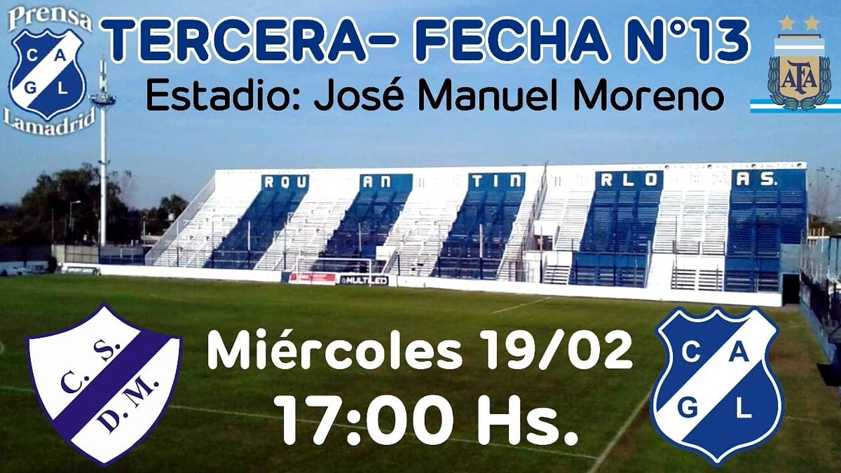 cgrallamadrid's tweet photo. #TERCERA 
Se reanudó el torneo de la Tercera división y mañana Lamadrid visitará a Deportivo Merlo por la fecha Nº 13.

@cdeportivomerlo 
#tercerac #reservac #fecha13
#lamadrid #villadevoto #devoto https://t.co/lbhdapyYBy