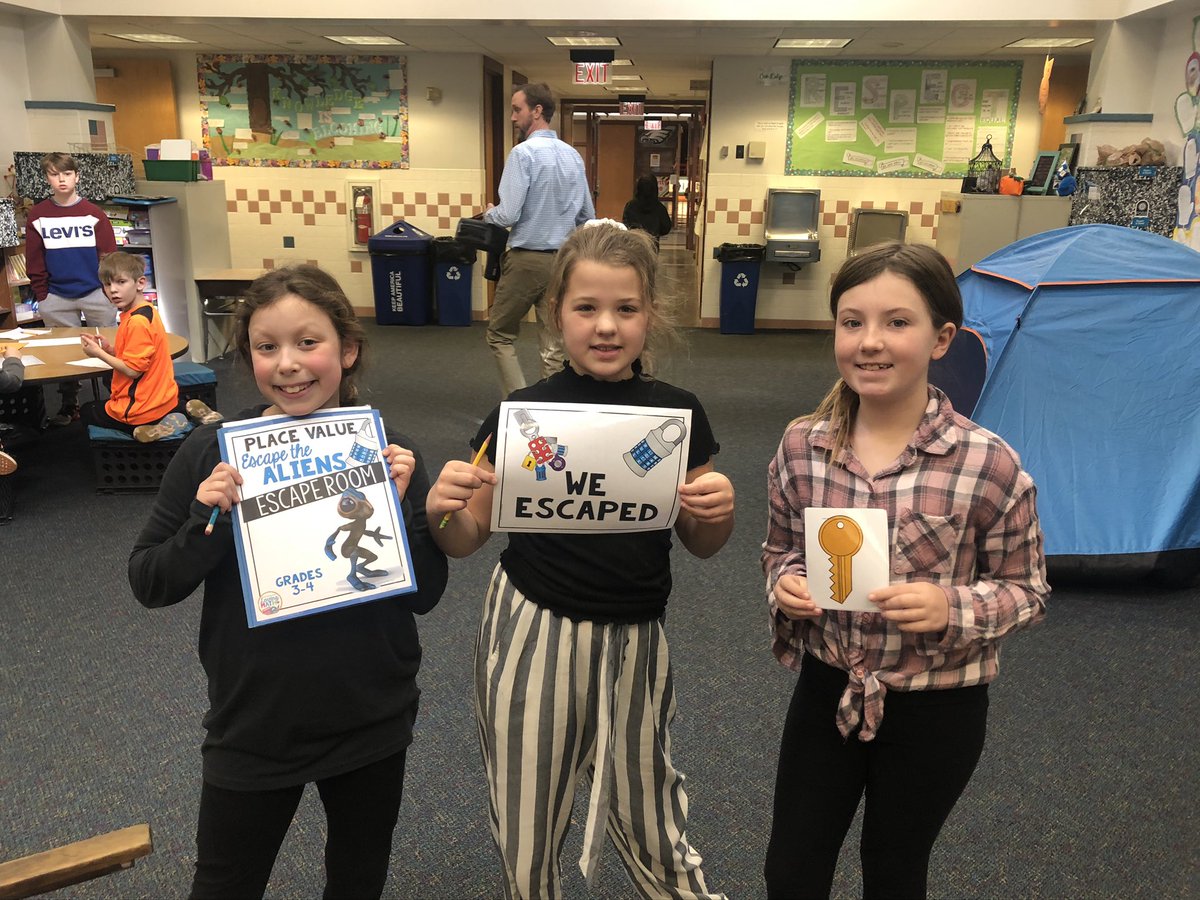 Corrine_Geiger's tweet photo. First ones to escape  nice job 4th Graders #escaperoom #mathisfun #learningwhileweplay #lovetoteach @SASD_OakRidge https://t.co/0liTOkQIcm