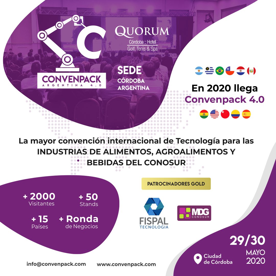 convenpack's tweet photo. Llega a #Córdoba #Argentina: #ConvenPACK2020 - @UICba @fernandosibilla @MuniCba @mincytcordoba @MICyM_Cordoba #Packaging #Automation #Robotic #Business #Agroindustria @BCCBA @PRODUCCION_ARG @AgenciaProCba @Camcomcba @julicanias @JFKloppenburg @SebaTurello @INTIargentina @KUKA_ES https://t.co/kHV28ZNxCl