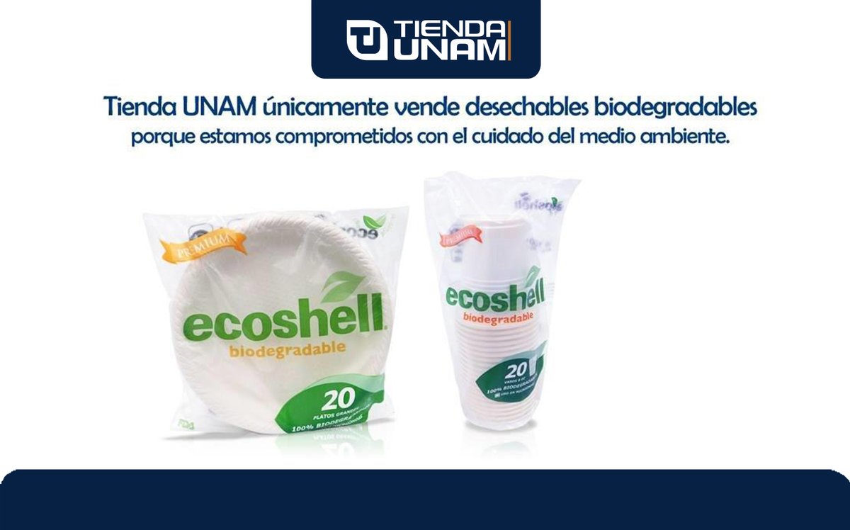 TiendaUNAM's tweet photo. Si necesitas usar desechables pero no quieres contaminar, ven a @TiendaUNAM. Aquí encuentras #Ecoshell. 😍 https://t.co/fgmVQP7bIS